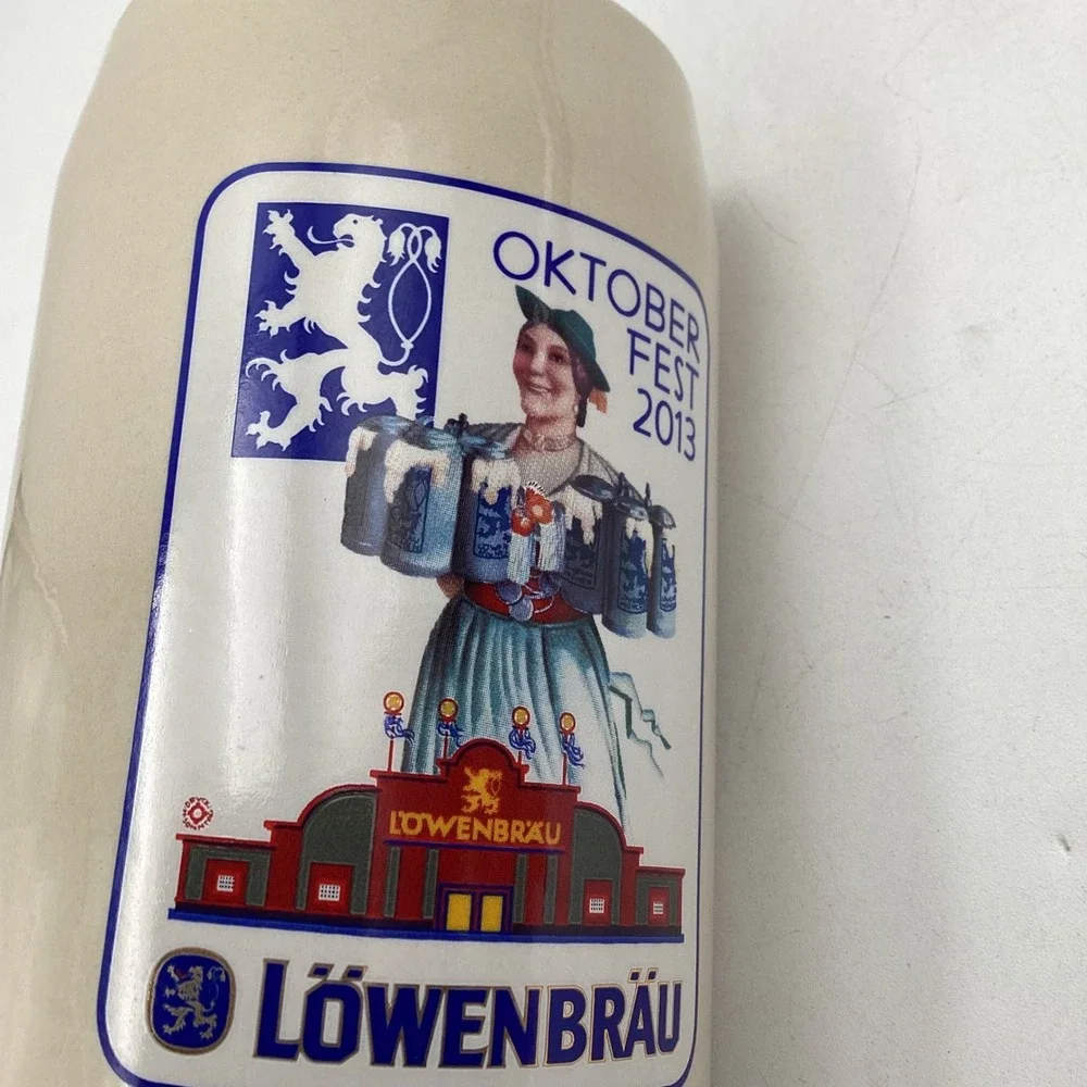 Lowenbrau‎ Oktoberfest 2013 Beer Stein Ceramic Mug Tan German Breweriana 1L